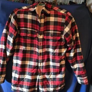 L.L. Bean Red and Black Checkered Shirt Jacket
